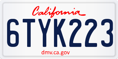 CA license plate 6TYK223