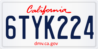 CA license plate 6TYK224