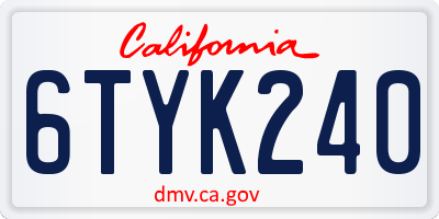 CA license plate 6TYK240