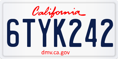 CA license plate 6TYK242
