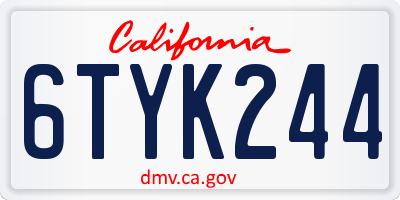 CA license plate 6TYK244