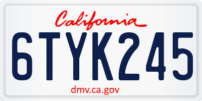 CA license plate 6TYK245