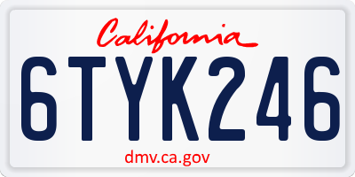CA license plate 6TYK246