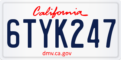 CA license plate 6TYK247