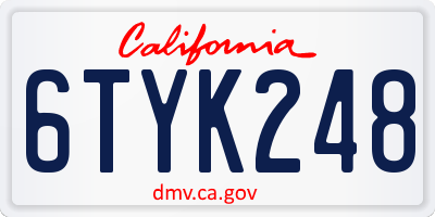 CA license plate 6TYK248