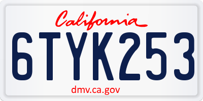 CA license plate 6TYK253