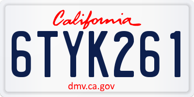 CA license plate 6TYK261