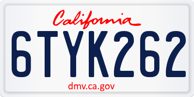 CA license plate 6TYK262
