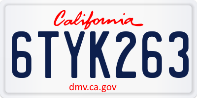 CA license plate 6TYK263