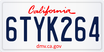 CA license plate 6TYK264
