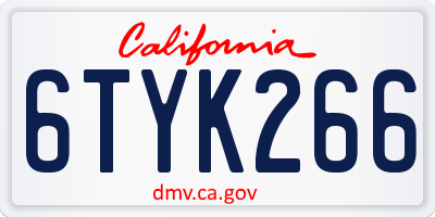 CA license plate 6TYK266