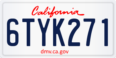 CA license plate 6TYK271