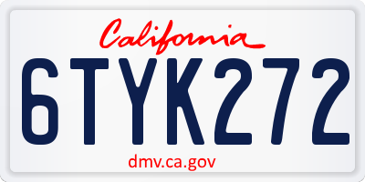 CA license plate 6TYK272