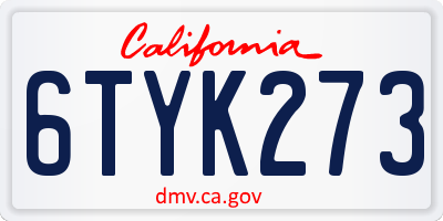 CA license plate 6TYK273