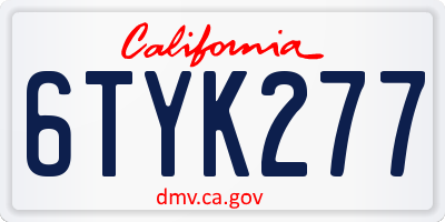 CA license plate 6TYK277