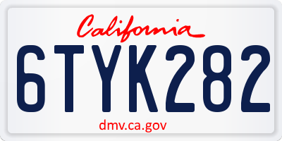 CA license plate 6TYK282