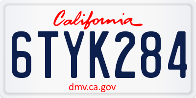 CA license plate 6TYK284