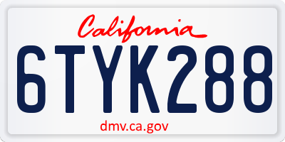 CA license plate 6TYK288