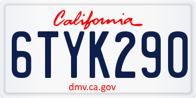 CA license plate 6TYK290