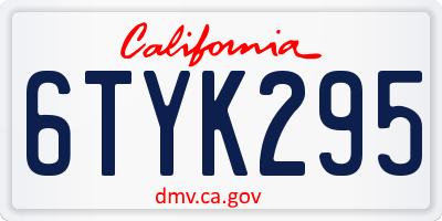 CA license plate 6TYK295