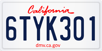 CA license plate 6TYK301