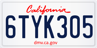 CA license plate 6TYK305