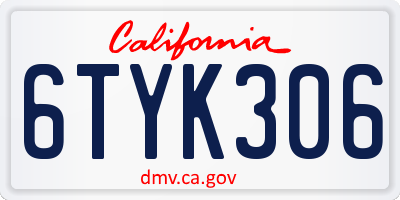 CA license plate 6TYK306