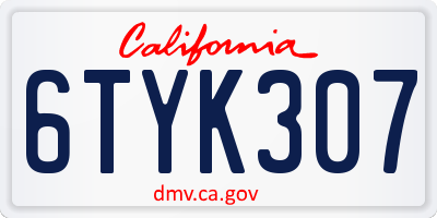 CA license plate 6TYK307