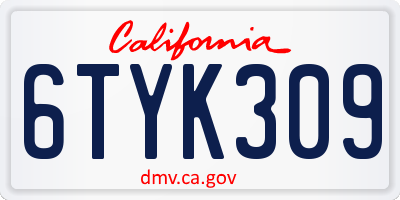 CA license plate 6TYK309