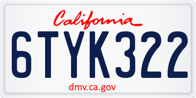CA license plate 6TYK322