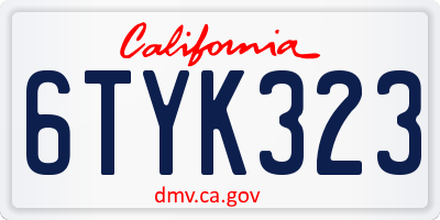 CA license plate 6TYK323