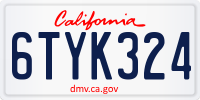 CA license plate 6TYK324