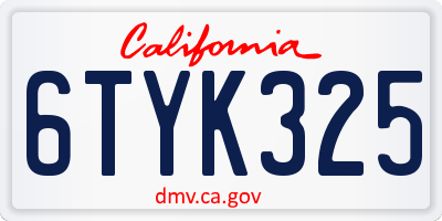 CA license plate 6TYK325