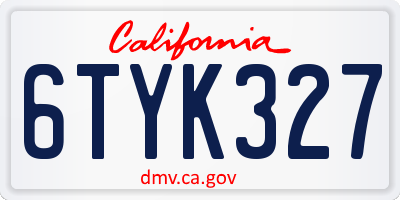 CA license plate 6TYK327