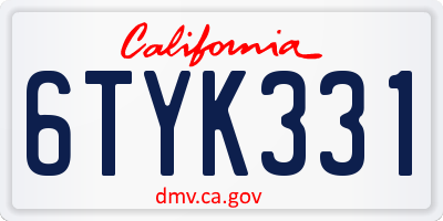 CA license plate 6TYK331