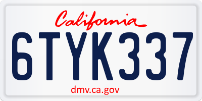 CA license plate 6TYK337