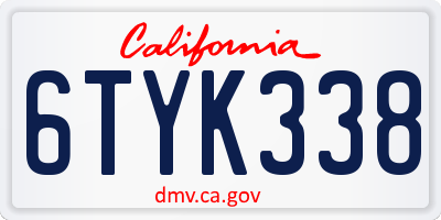 CA license plate 6TYK338