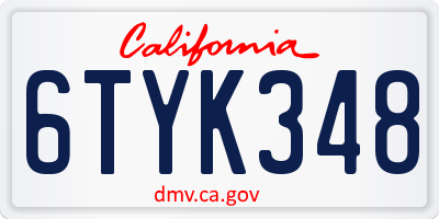 CA license plate 6TYK348