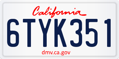 CA license plate 6TYK351