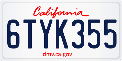 CA license plate 6TYK355