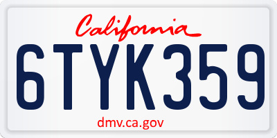 CA license plate 6TYK359