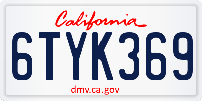 CA license plate 6TYK369