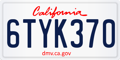 CA license plate 6TYK370