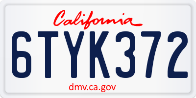 CA license plate 6TYK372