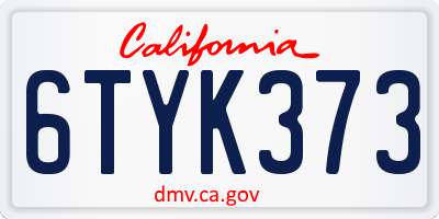CA license plate 6TYK373