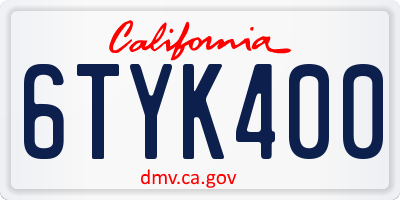 CA license plate 6TYK400