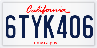 CA license plate 6TYK406