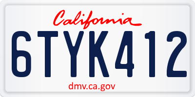 CA license plate 6TYK412