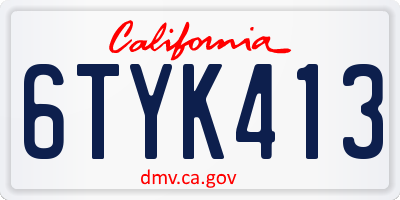 CA license plate 6TYK413