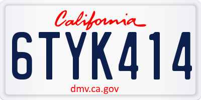 CA license plate 6TYK414